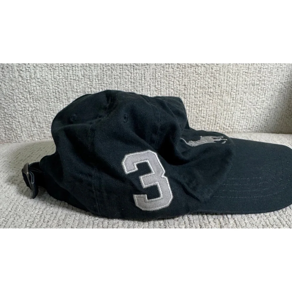 Polo Ralph Lauren Navy‎ Hat Sz 4-7 Kids Youth Strap Back Silver Big Pony Y2K
